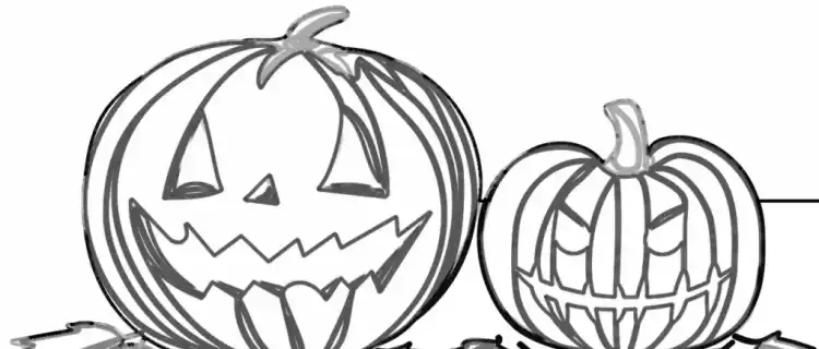 Kolorowanki na Halloween -  Dynie z liściami