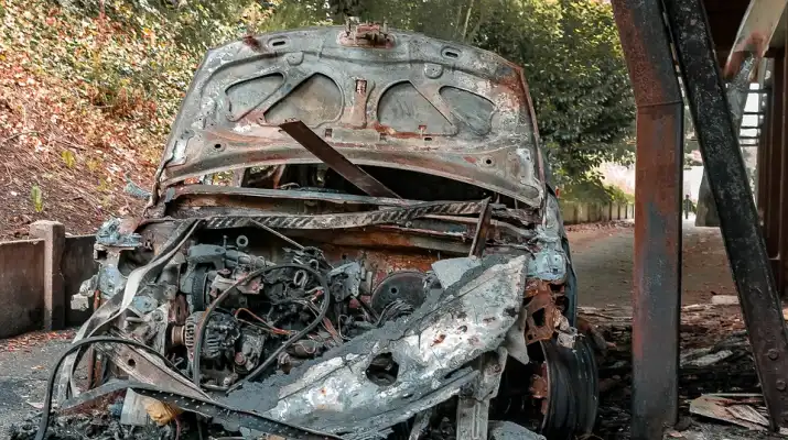 Pożar autobusu po zderzeniu z autem osobowym w Nieporęcie